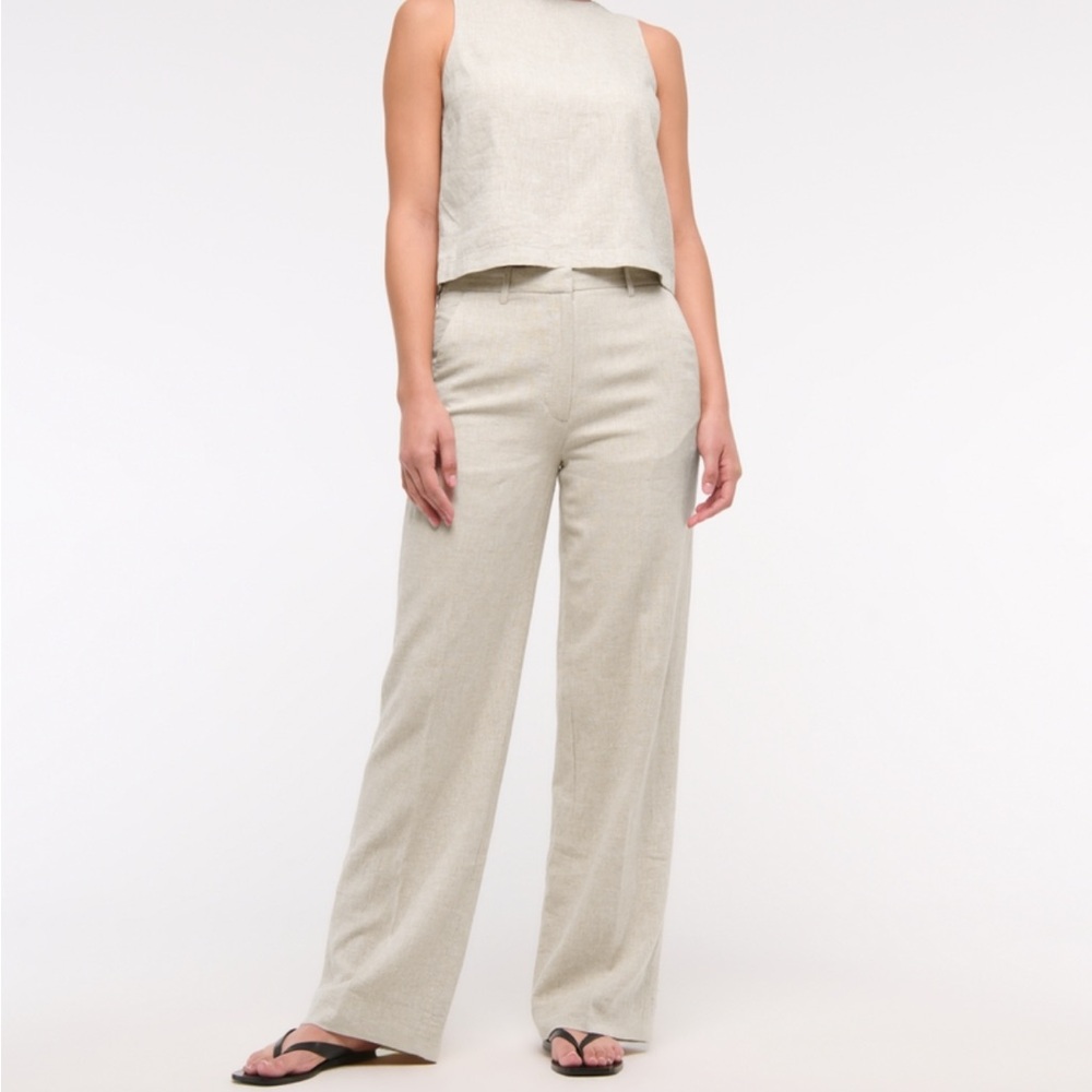 Abercrombie & Fitch Off-White Casual Linen Pants - Picture 4 of 4